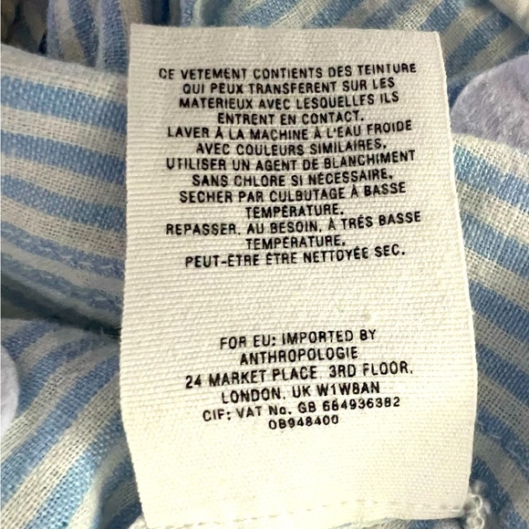 by Anthropologie Seashore Blue Stripe Linen Casual Lightweight Coastal Pants - Picture 15 of 15